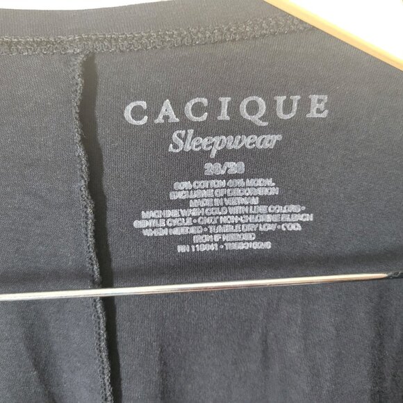 Cacique Womens Nightgown 26 28 Plus Sleeveless Black Keyhole Loungewear BLA76E - Picture 8 of 9